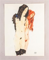 WC on Paper Sgd Egon Schiele '1915 Waffen-SS Stamp