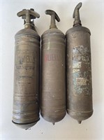 3 x Brass Fire Extinguishers