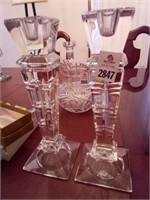 Early Cut Glass Candle Holders