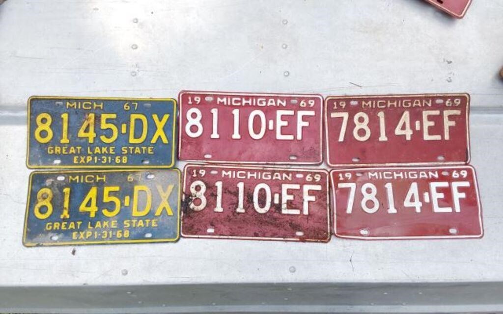 MICHIGAN LICENSE PLATES- 1967, 1969 AND 1969-