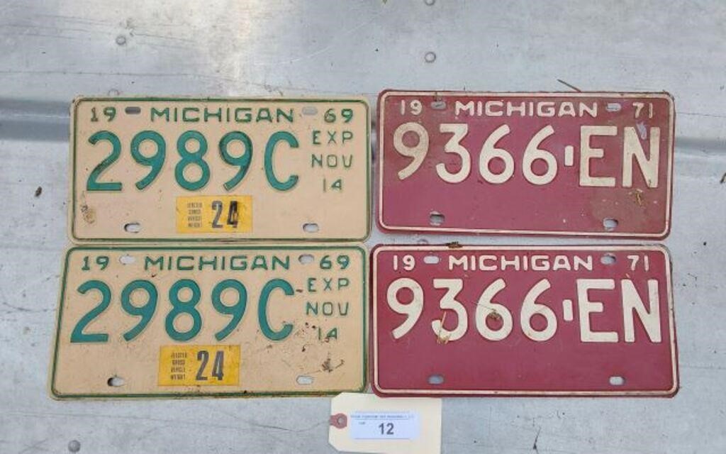 MICHIGAN LICENSE PLATES- 1971 AND 1969 MATCHING