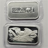 2- SILVER TOWNE 1 OZ FINE SILVER BARS