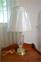 BRASS PLATED CRYSTAL LAMP - 28 IN TALL