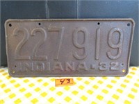 1932 IN License Plate