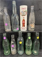 GROUP OF 9 OLDER COKE & OTHER SODA POP BOTTLES