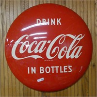 36" Early Coca-Cola Metal Button Sign