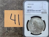 1923-S Peace Dollar NGC MS61