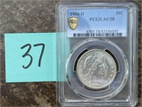 1906-D Barber Half Dollar PCGS AU58