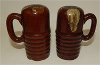 Drip Glaze Pottery Ribbed Handled Shakers