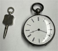 Small Vintage Pocket Watch w/Key, Very Interesting