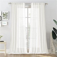 Belinna Ivory Sheer Linen Curtains 108 Inches