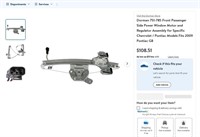 B146  Dorman Window Regulator 2009 Pontiac G8