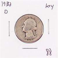 Coin 1932-D Washington Silver Quarter VG