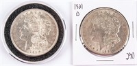 Coin Lot of (2) 1921 Morgan Silver Dollars