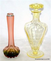 Antique Edwardian Art Glass Vase/Silver Collar