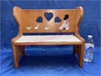 Hand painted wood doll bench