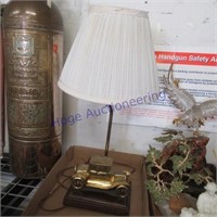 Brass car lamp, 19" tall, works