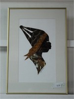 AFRICAN "Butterfly" Art 19 X 13" signed