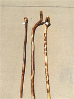 (3) Hand Carved Canes