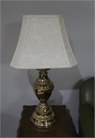 Brass base table lamp, 27.5"H