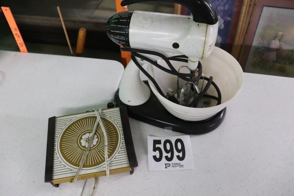 Hot Plate & Vintage Stand Mixer with Milk Glass