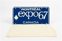 MONTREAL EXPO67 EMBOSSED ALUMINUM LICENSE PLATE