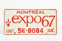 MONTREAL EXPO67 SINGLE EMBOSSED ALUMINUM PLATE