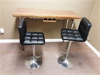 HIGH DESK AND CHAIRS LOT
