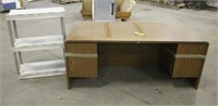 Office Desk & Plastic Shelf, Approx 36"x70"x29" &