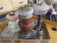 4 Oil Lamp Bases, 1 Electric