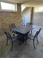 Wrought Iron 6 Piece Patio Set with Fire Table