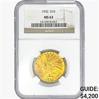 1932 $10 Gold Eagle NGC MS63