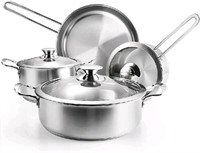 Stainless Steel Pots and Pans Set, 7-Piece Kitchen