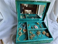 jewelry box & jewelry rose pin, locket, much more