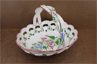 Vtg RC & CL Hand Painted Floral Ceramic Basket