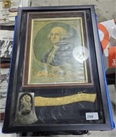 Framed George Washington Picture w/ Decorative