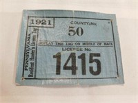 1921 Co.50 No.1415 Penna Resident Hunter license