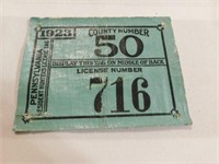1923 Co.50 No. 716 Penna Resident Hunter license