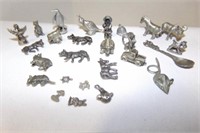pewter miniature animals; truck/trailer; eskimo