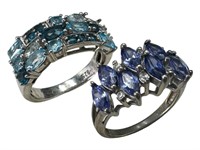 925 Purple & Blue Gemstone Rings, 2
