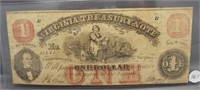 Civil War note $1 Virginia Treasury note July 21,
