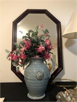 Large Contemporary Vase and Beveled Mirror