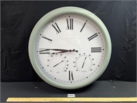 Large Metal Clock/Weather Station