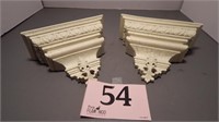 PAIR OF CRACKLE FINISH WALL SCONCE/SHELVES 6"X 7"