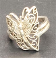 (XX) Butterfly Sterling Silver Ring (Size 5) (5.2