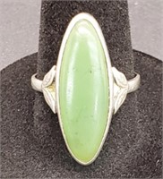 (XX) Green Turquoise Sterling Silver Ring (Size