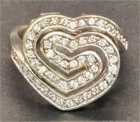 (XX) Heart Sterling Silver Ring (Size 8) (5.5