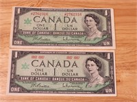 CND 1967 $1.00 NOTES WITH/WITHOUT SERIAL #'s