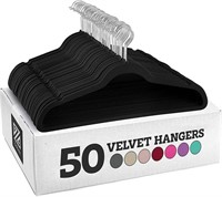 Zober Velvet Hangers 50 Pack - Black Hangers for