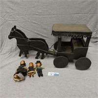 Wood Cut Out Horse & Wagon - 20" Long